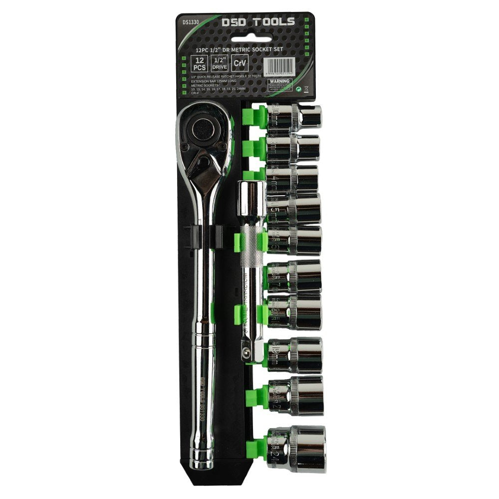 DSD TOOLS 12PC 1/2" DR METRIC SOCKET SET 10 - 24MM  DS1330 image 0