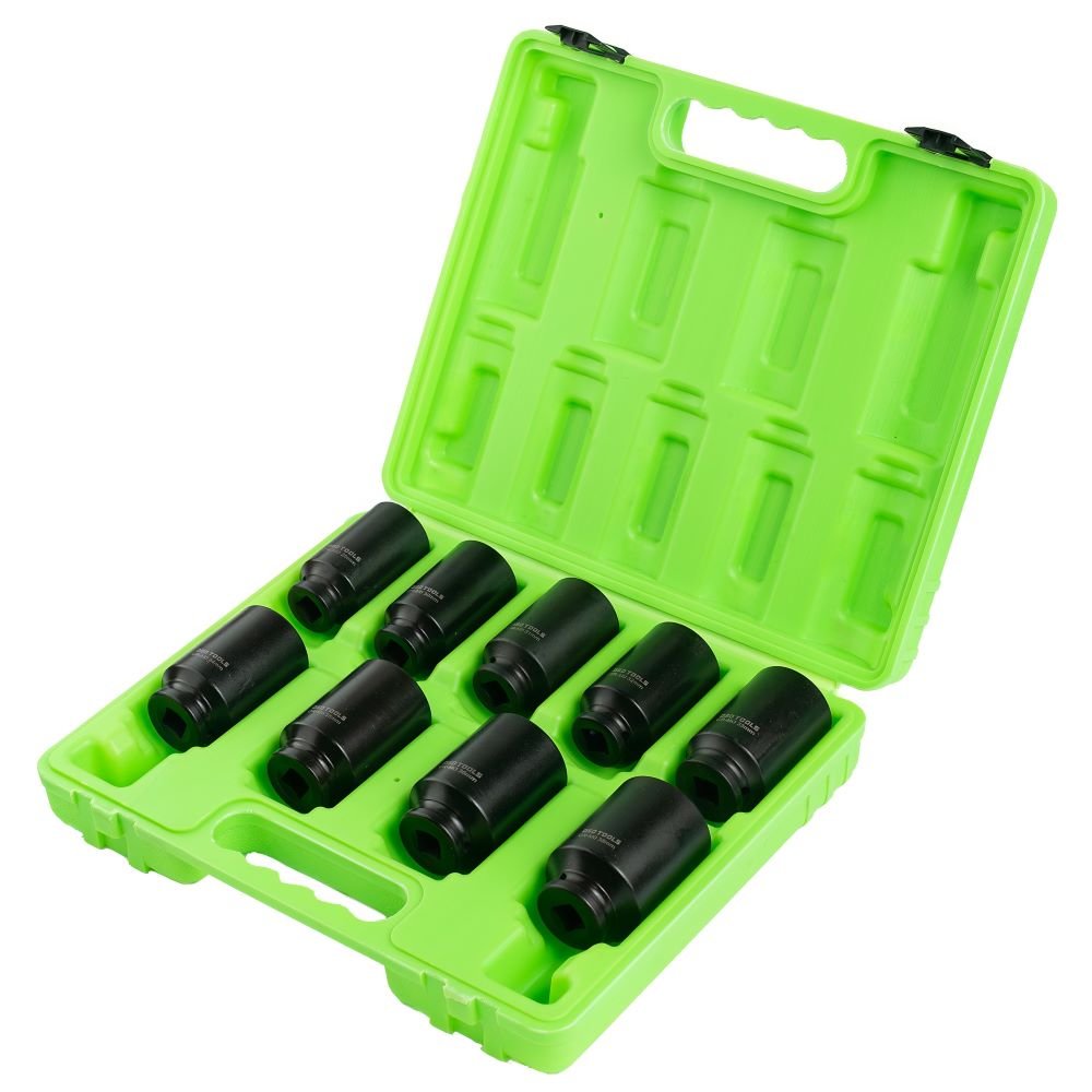 DSD TOOLS 9PC 1/2" DR 6PT DEEP IMPACT HUB NUT SOCKETS DS1114 image 0