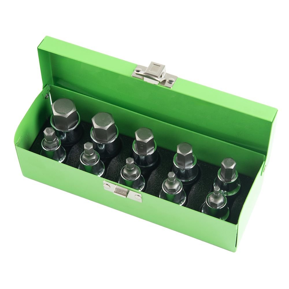 DSD TOOLS 10PCS 1/2” DR. HEX BIT SOCKET SET DS1217 image 0