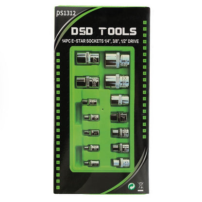 DSD TOOLS 14PC E-STAR SOCKETS 1/4", 3/8", 1/2" DRIVE DS1312 image 3