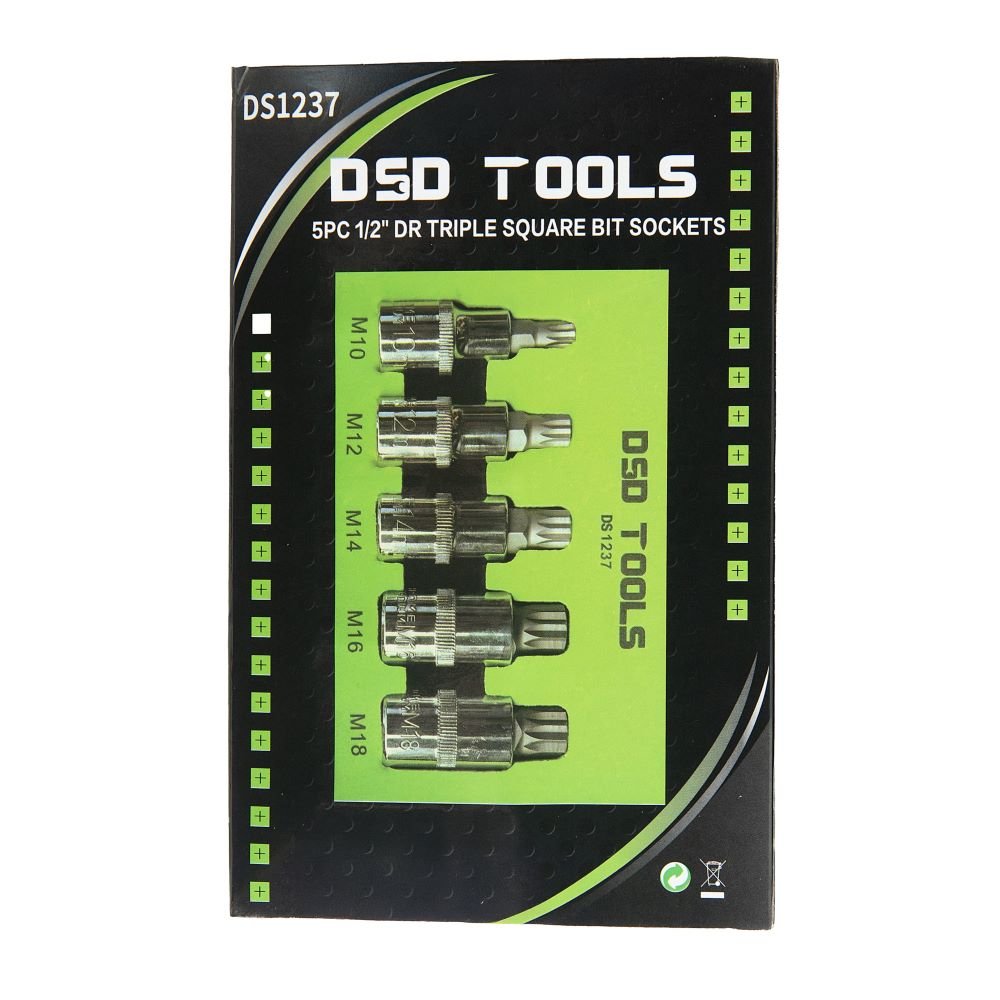 DSD TOOLS 5PC 1/2" DR TRIPLE SQUARE BIT SOCKET SET DS1237 image 1