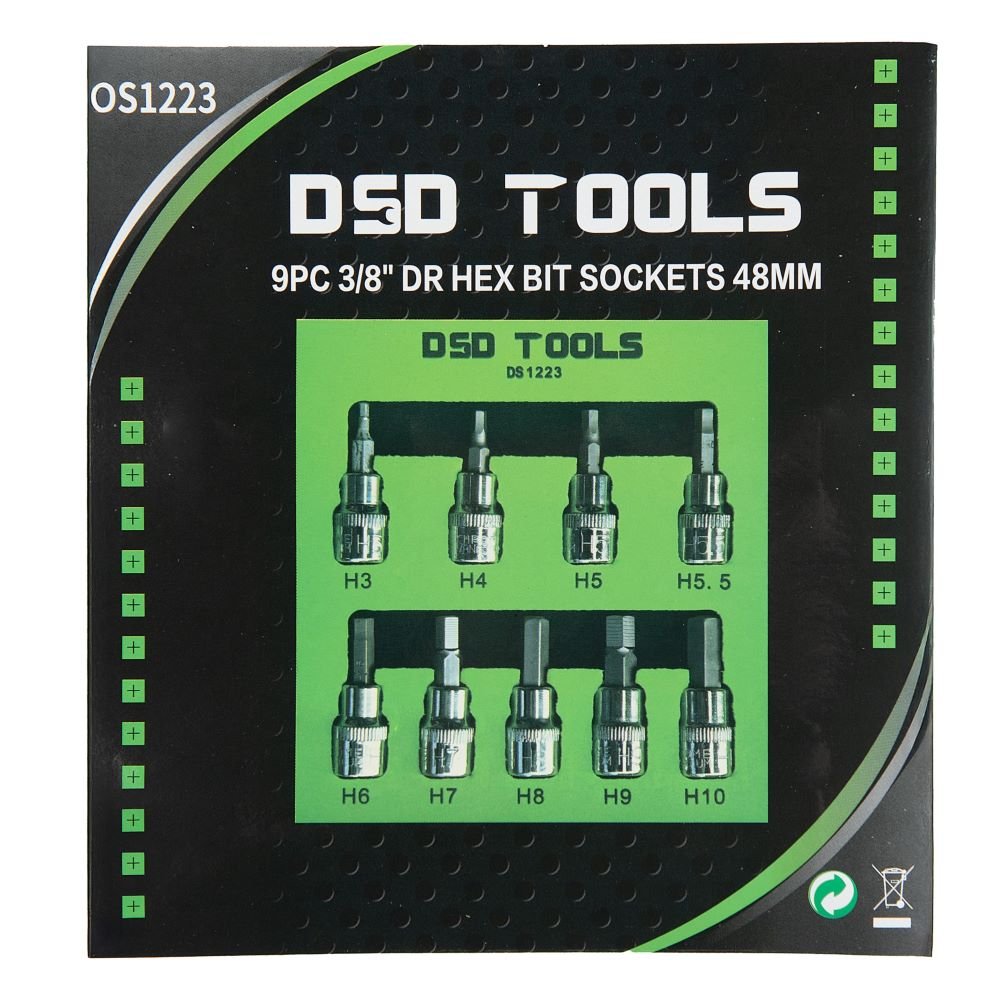 DSD TOOLS 9PC 3/8" DR HEX BIT SOCKETS 48MM DS1223 image 1