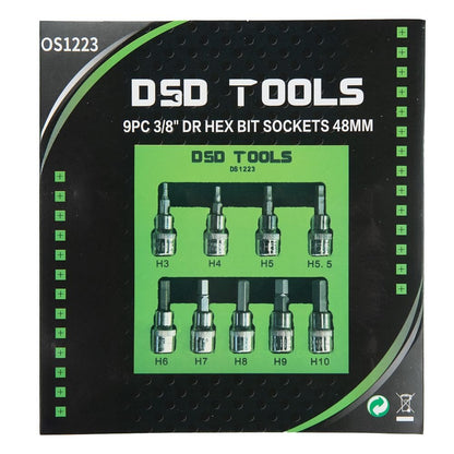 DSD TOOLS 9PC 3/8" DR HEX BIT SOCKETS 48MM DS1223 image 1