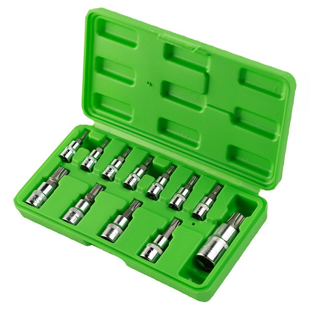DSD TOOLS 12PC TAMPER STAR PLUS BIT SOCKETS SET 1/4" 3/8" 1/2' DR  DS1236 image 0