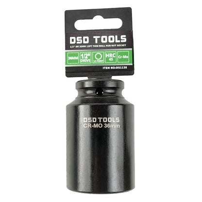 DSD TOOLS 1/2" DR 36MM 12PT THIN WALL HUB NUT SOCKET DS1138 image 0