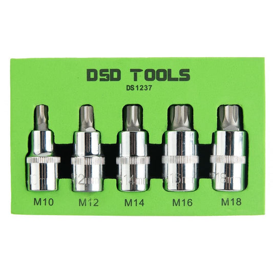 DSD TOOLS 5PC 1/2" DR TRIPLE SQUARE BIT SOCKET SET DS1237 image 0