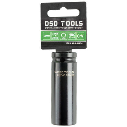 DSD TOOLS 1/2 DR 18MM 6PT DEEP IMPACT SOCKET DS1134 image 0