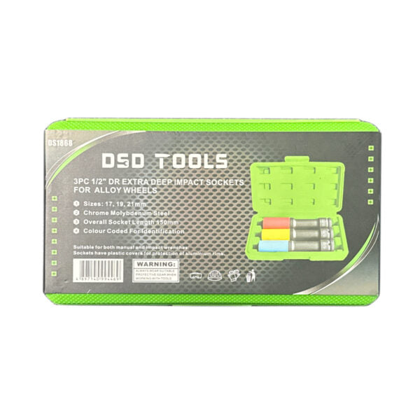 Extra deep alloy wheel sockets in case