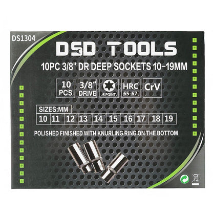 DSD TOOLS 10PC 3/8" DR DEEP SOCKETS 10-19MM DS1304 image 2