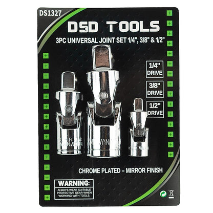 DSD TOOLS 3PC UNIVERSAL JOINT SET 1/4", 3/8" &amp; 1/2" DS1327 image 1