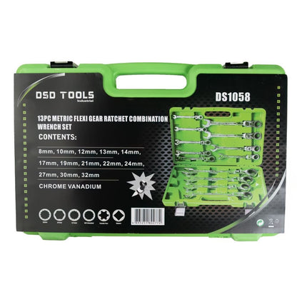 DSD TOOLS 13PC METRIC FLEX GEAR RATCHET COMBINATION WRENCH SET DS1058 image 6