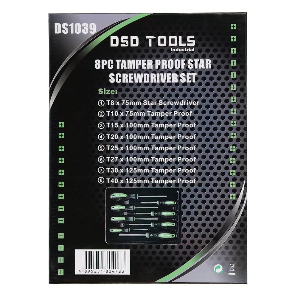 DSD TOOLS 8PC TAMPER PROOF STAR SCREWDRIVER SET DS1039 image 2