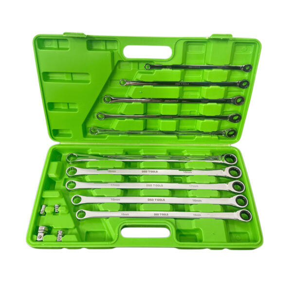 14pc extra long double ring single gear ratchet spanner set