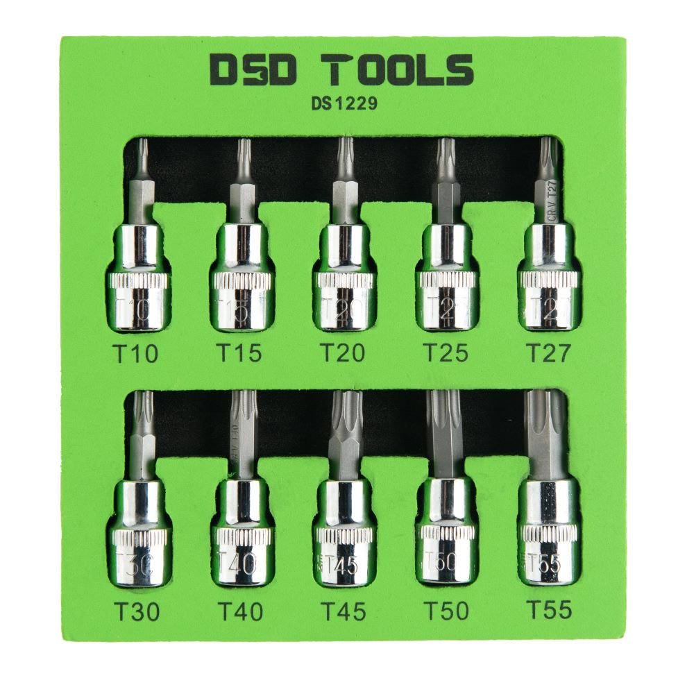 DSD TOOLS 10PC 3/8" DR 48MM(L) TAMPER PROOF STAR BIT SOCKETS DS1229 image 0