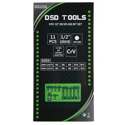 DSD TOOLS 11PC 1/2" DR SPLINE BIT SET DS1216 image 5