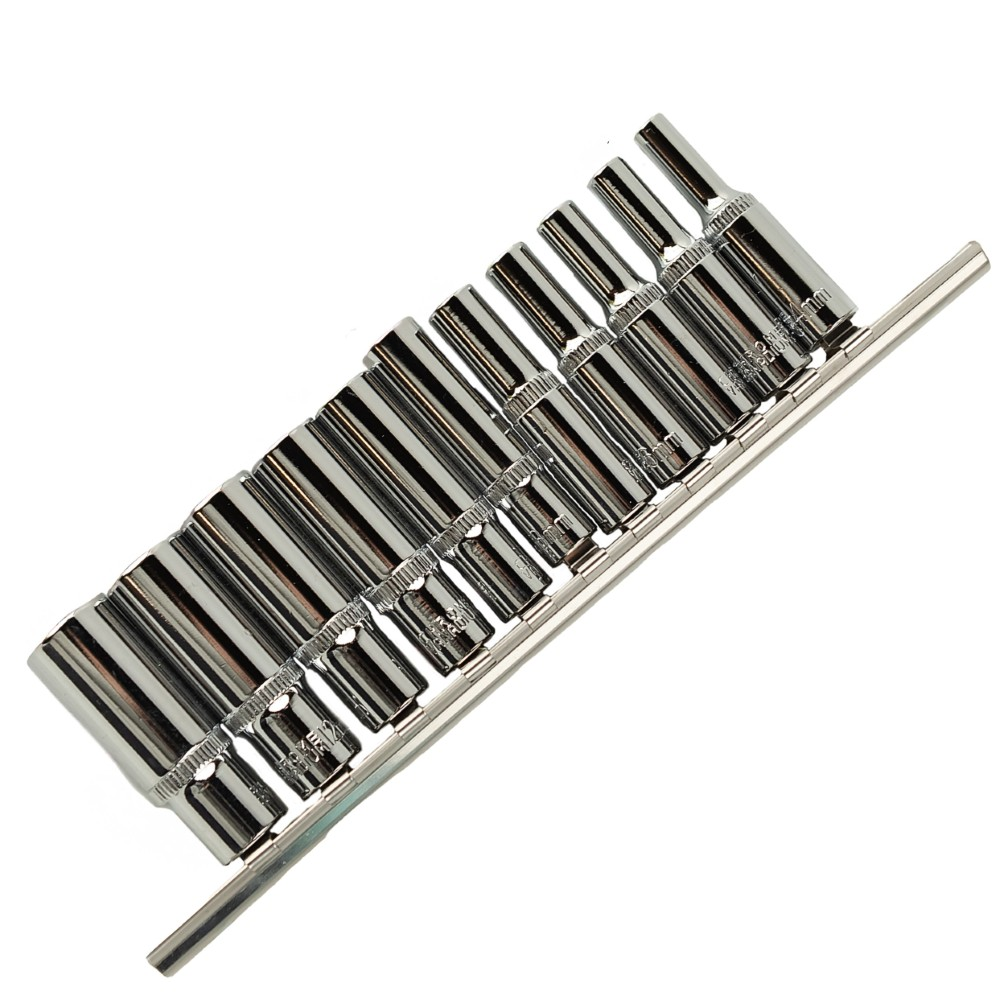 DSD TOOLS 11PC 1/4" DR 6PT DEEP SOCKETS ON RAIL DS1298 image 0