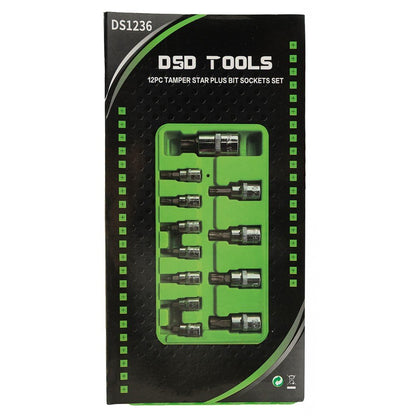 DSD TOOLS 12PC TAMPER STAR PLUS BIT SOCKETS SET 1/4" 3/8" 1/2' DR  DS1236 image 3
