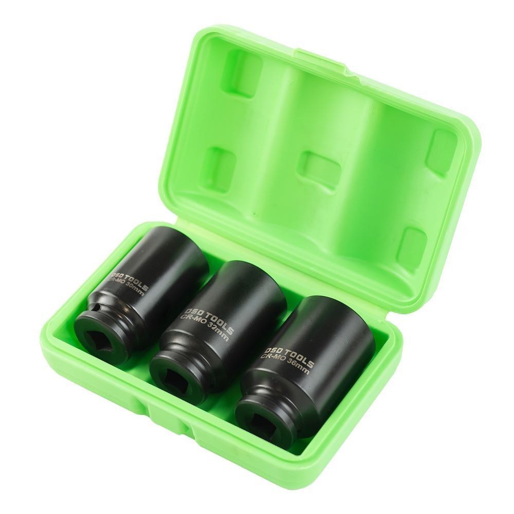 DSD TOOLS 3PC 1/2" DR 12PT DEEP IMPACT HUB NUT SOCKETS DS1147 image 0