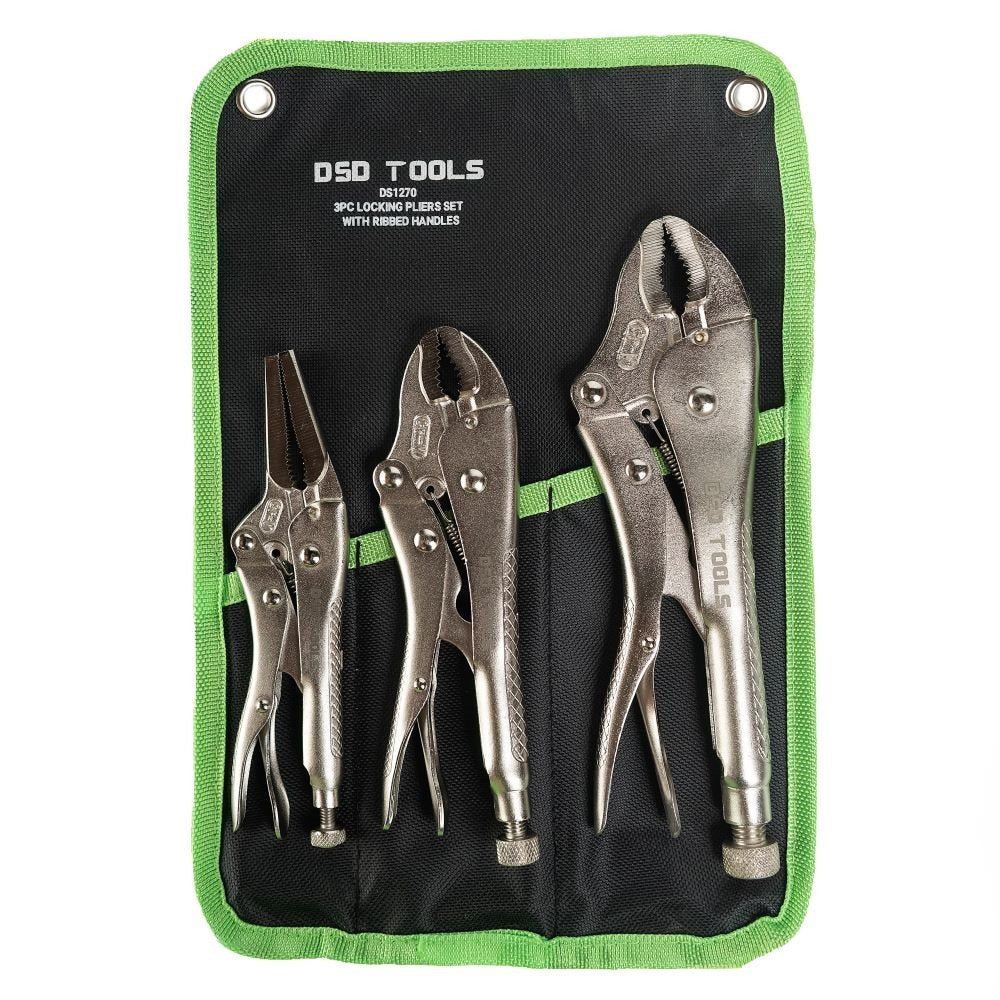 DSD TOOLS 3PC LOCKING PLIERS SET WITH RIBBED HANDLES DS1270 image 0