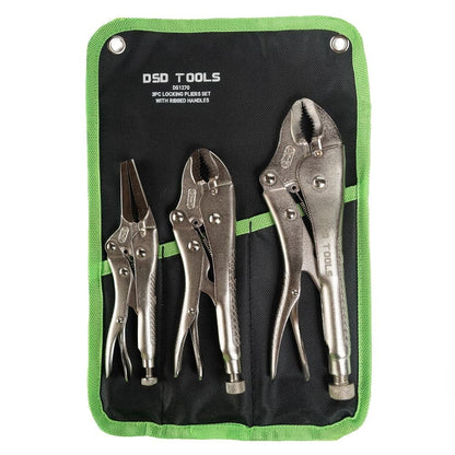 DSD TOOLS 3PC LOCKING PLIERS SET WITH RIBBED HANDLES DS1270 image 0