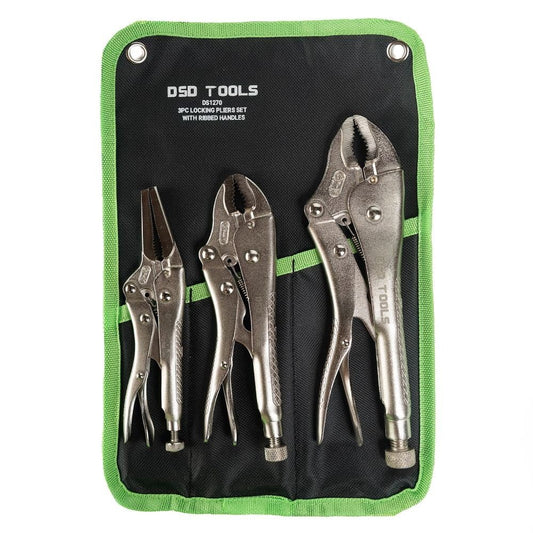 DSD TOOLS 3PC LOCKING PLIERS SET WITH RIBBED HANDLES DS1270 image 0