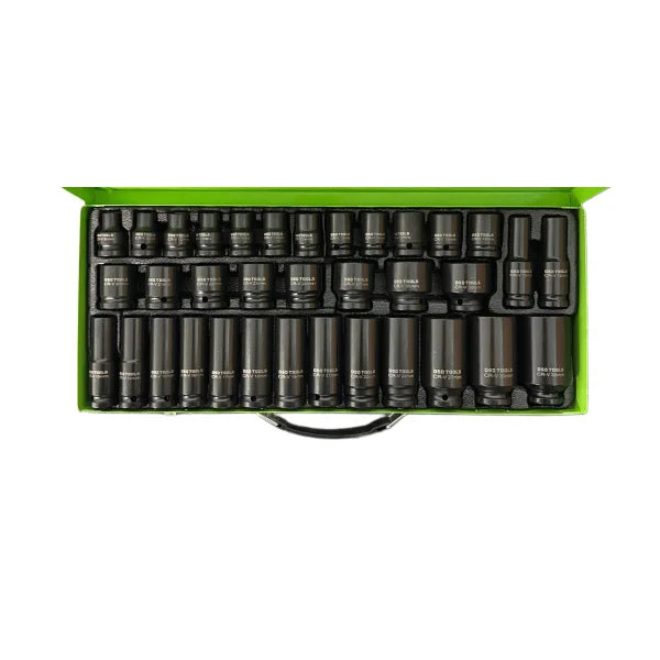 35PC 1/2″ DR 6 PT IMPACT SOCKET SET IN METAL CASE