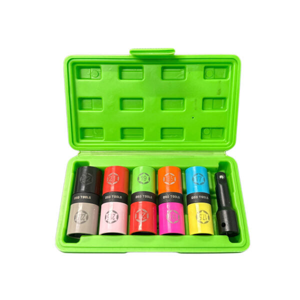 6pc 1/2 inch drive wheel nut flip socket set for alloy wheels