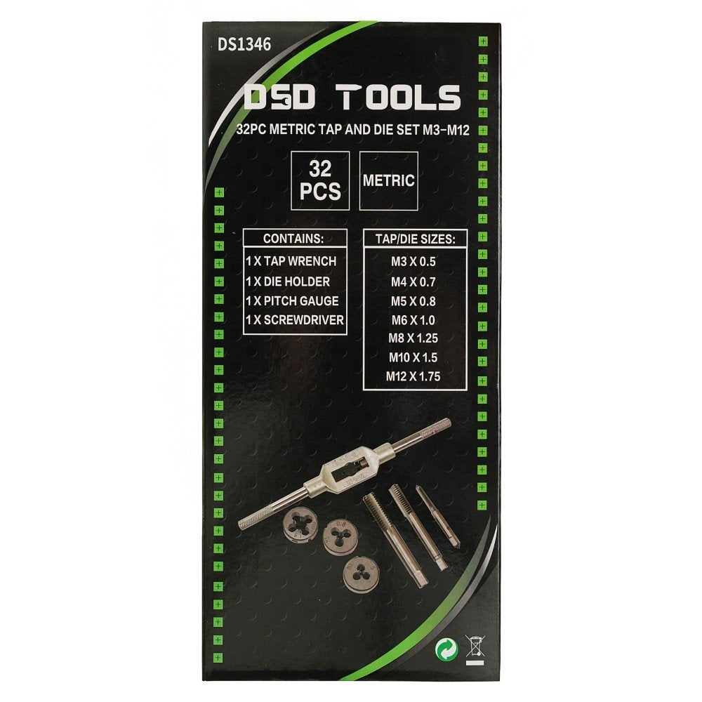 DSD TOOLS 32PC METRIC TAP AND DIE SET M3-M12 DS1346 image 4