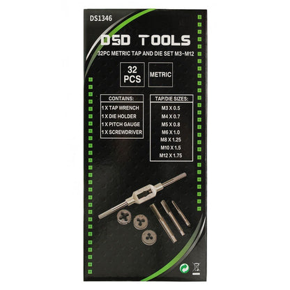 DSD TOOLS 32PC METRIC TAP AND DIE SET M3-M12 DS1346 image 4