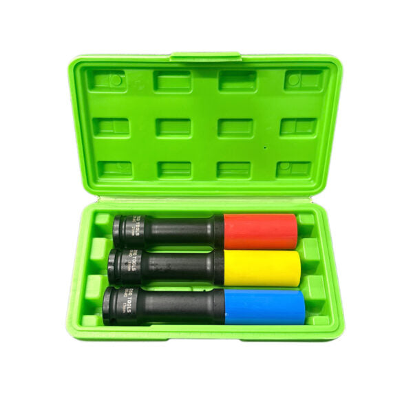 3pc 1/2 inch drive extra deep impact sockets for alloy wheels