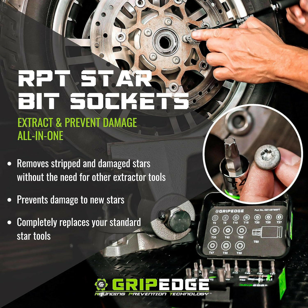 GripEdge GE14STSRPT 14 piece RPT star bit socket set