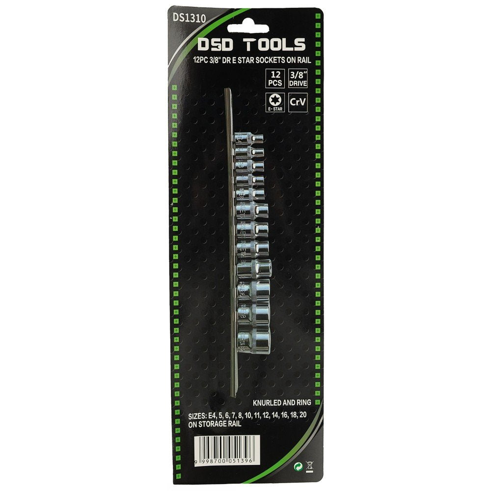 DSD TOOLS 12PC 3/8" DR E STAR SOCKETS ON RAIL DS1310 image 2