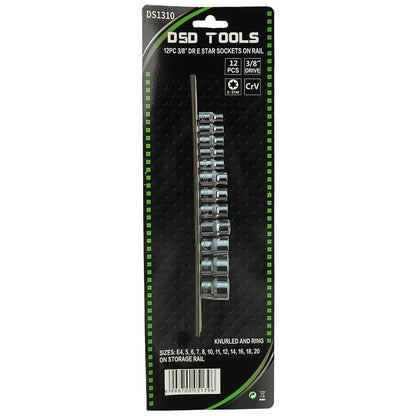 DSD TOOLS 12PC 3/8" DR E STAR SOCKETS ON RAIL DS1310 image 2