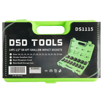 DSD TOOLS 14PC 1/2 DR 6PT SHALLOW IMPACT SOCKRT METRIC DS1115 image 3