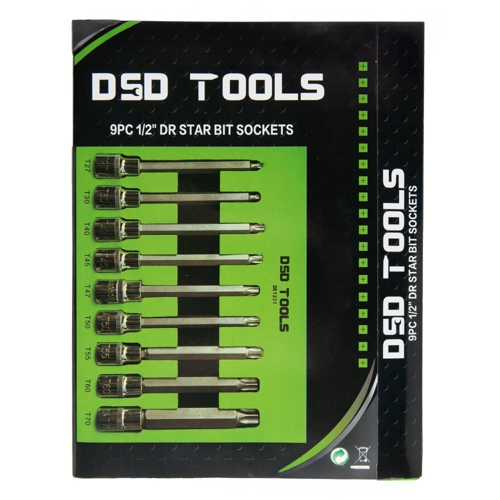 DSD TOOLS 9PC 1/2" DR TORX BIT SOCKETS DS1231 image 0