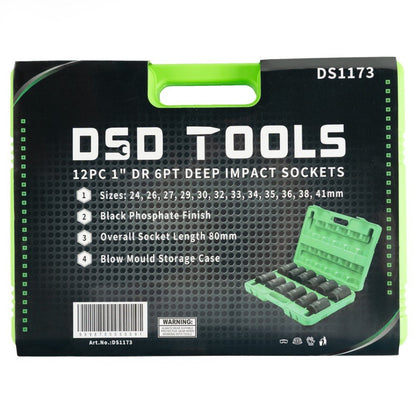 DSD TOOLS 12PC 1 DR 6PT DEEP IMPACT SOCKETS METRIC DS1173 image 3