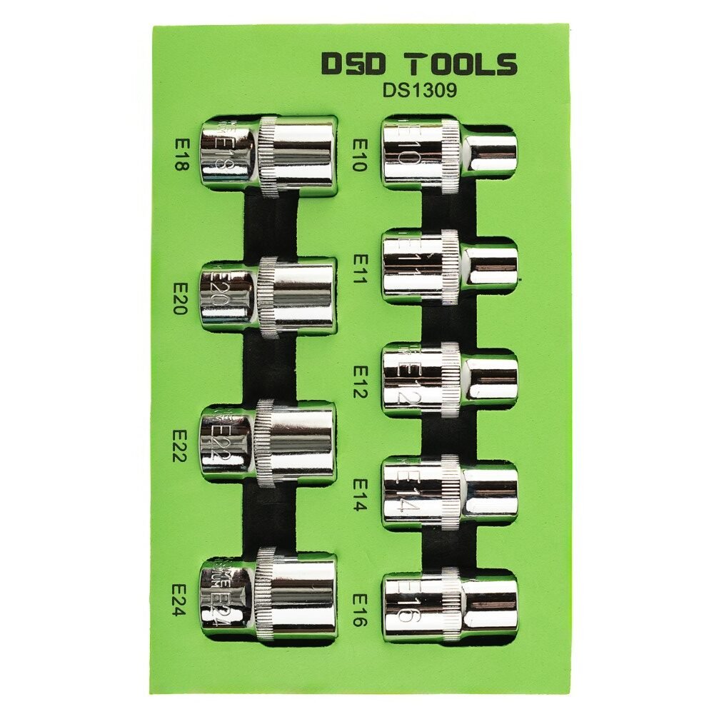 DSD TOOLS 9PC 1/2" DR E TORX SOCKET SET DS1309 image 0
