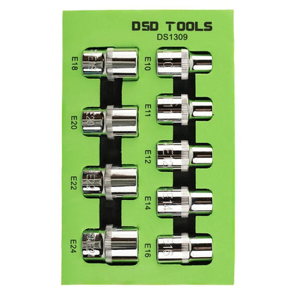 DSD TOOLS 9PC 1/2" DR E TORX SOCKET SET DS1309 image 0