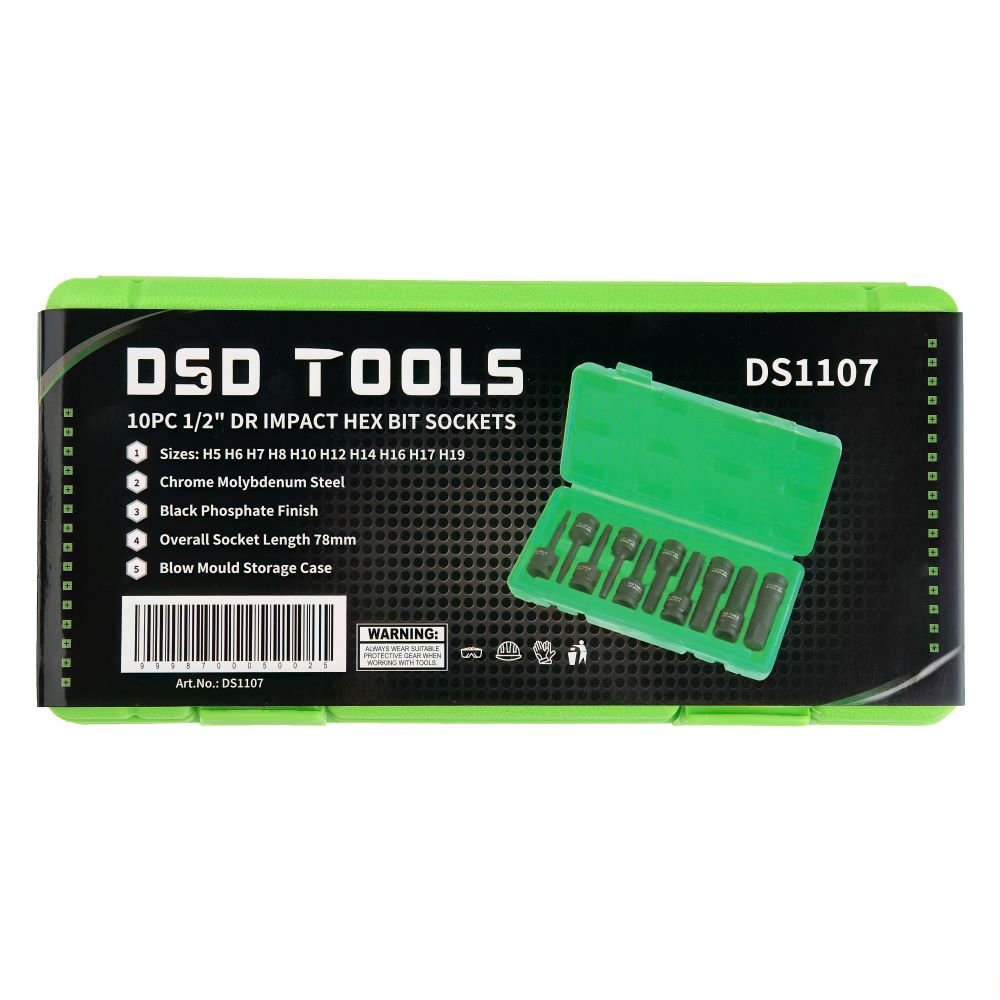 DSD TOOLS 10PC 1/2" DR IMPACT HEX BIT SOCKETS DS1107 image 4