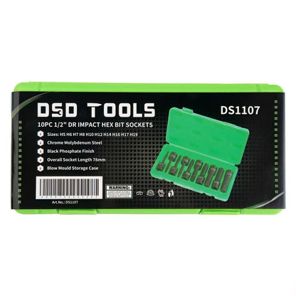 DSD TOOLS 10PC 1/2" DR IMPACT HEX BIT SOCKETS DS1107 image 4