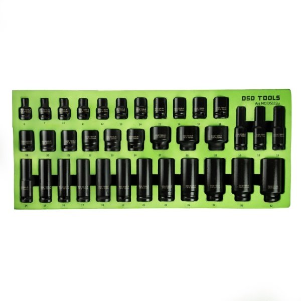 35PC 1/2″ DR 6PT METRIC SHALLOW & DEEP IMPACT SOCKET SET – image 1