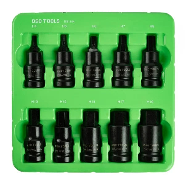 10PC 1/2″ DR IMPACT HEX BIT SOCKETS