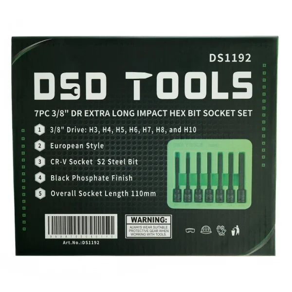 7PC 3/8″ DR EXTRA LONG IMPACT HEX BIT SOCKET SET