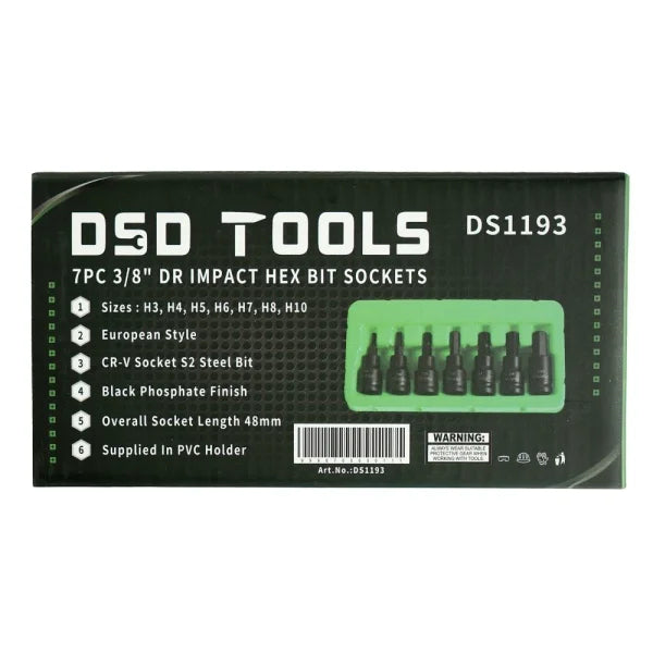 7PC 3/8″ DR IMPACT HEX BIT SOCKETS