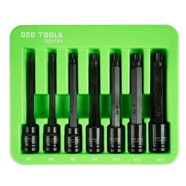7PC 3/8″ DR EXTRA LONG IMPACT SPLINE BIT SOCKET SET