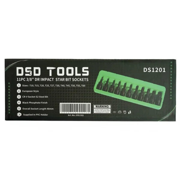 11PC 3/8″ DR IMPACT TAMPER STAR BIT SOCKETS