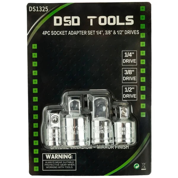 4PC SOCKET ADAPTER SET 1/4″, 3/8″ & 1/2″ DRIVES