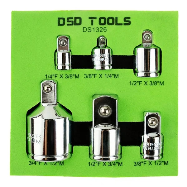 6PC SOCKET ADAPTER SET 1/4″, 3/8″, 1/2″ & 3/4″