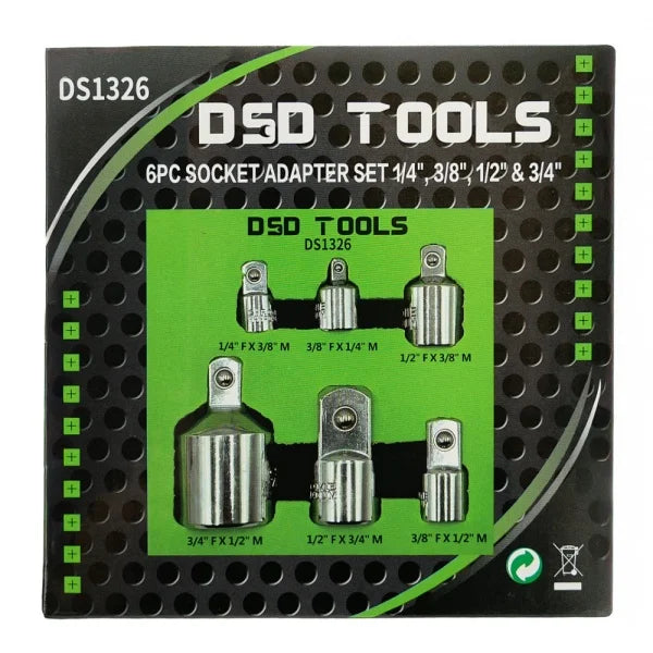 6PC SOCKET ADAPTER SET 1/4″, 3/8″, 1/2″ & 3/4″