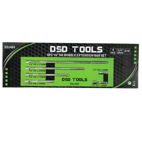 6PC 1/4″ DR WOBBLE EXTENSION BAR SET